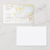 Modern Elegant Sjabloon Goud Marmer Monogram Luxe Visitekaartje (Voorkant / Achterkant)