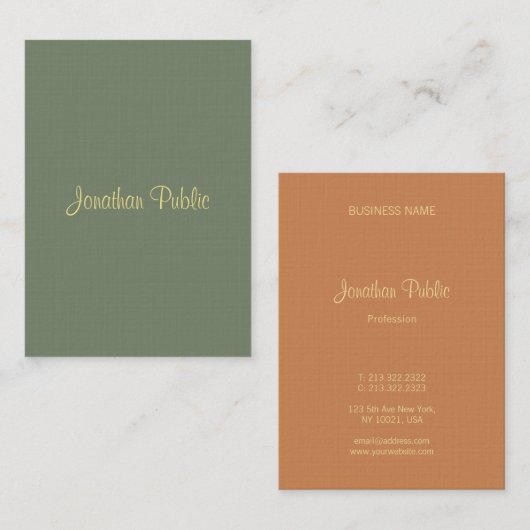 Modern Elegant Sjabloon Handschrift Script Naam Visitekaartje (Voorkant / Achterkant)