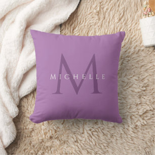 Modern Elegant Sjabloon Lavender Monogram Initiaal Kussen