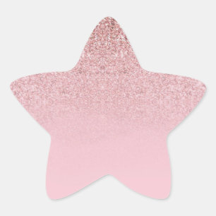 Modern Elegant Sjabloon Roos Gouden Glitter Blank Ster Sticker