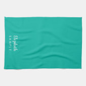 Modern Elegant Sjabloon Typografie Naam Best Blauw Theedoek (Horizontaal)