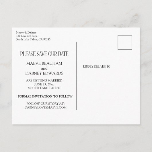 Modern Elegant slaat de datum op Aankondigingskaart (Achterkant)