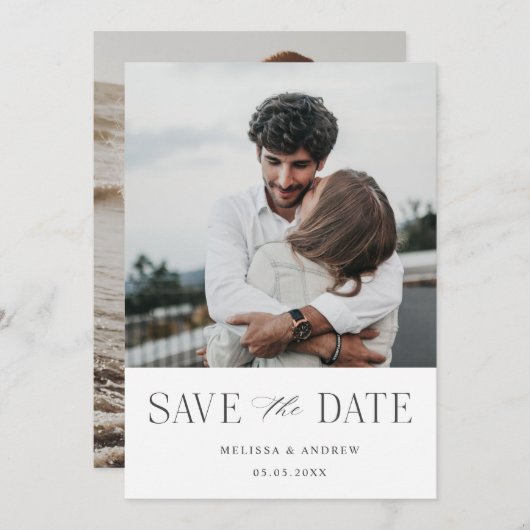 Modern Elegant slaat de datum op Save The Date (Voorkant / Achterkant)