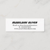 Modern Elegant Slank Solicitor Professional Zwart Mini Visitekaartje (Achterkant)