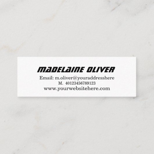 Modern Elegant Slank Solicitor Professional Zwart Mini Visitekaartje (Achterkant)