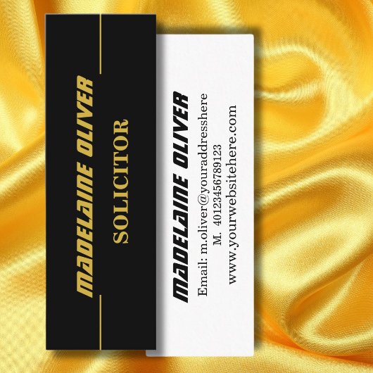 Modern Elegant Slank Solicitor Professional Zwart Mini Visitekaartje