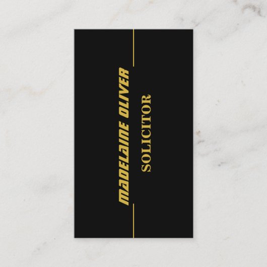 Modern Elegant Slank Solicitor Professional Zwart Visitekaartje (Voorkant)
