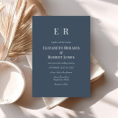 Modern Elegant Slate Blue Monogram Bruiloft Kaart
