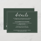 Modern Elegant Smaragd Groen Grens Script Bruiloft Informatiekaartje (Voorkant / Achterkant)
