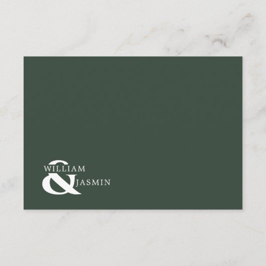 Modern Elegant Smaragd Groen Grens Script Bruiloft Informatiekaartje (Achterkant)