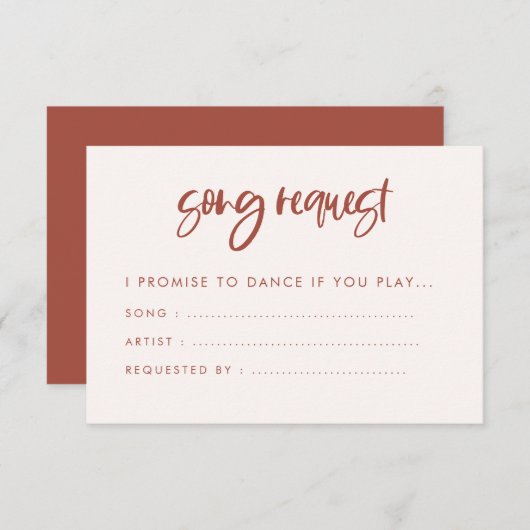 Modern elegant sneeuwroze bruiloft Song request Informatiekaartje (Voorkant / Achterkant)