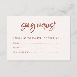 Modern elegant sneeuwroze bruiloft Song request Informatiekaartje