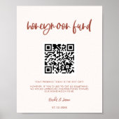Modern elegant sneeuwroze Honeymoon code QR Poster (Voorkant)