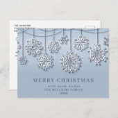 Modern Elegant Snowflake-kerstgroet Feestdagenkaart (Voorkant / Achterkant)