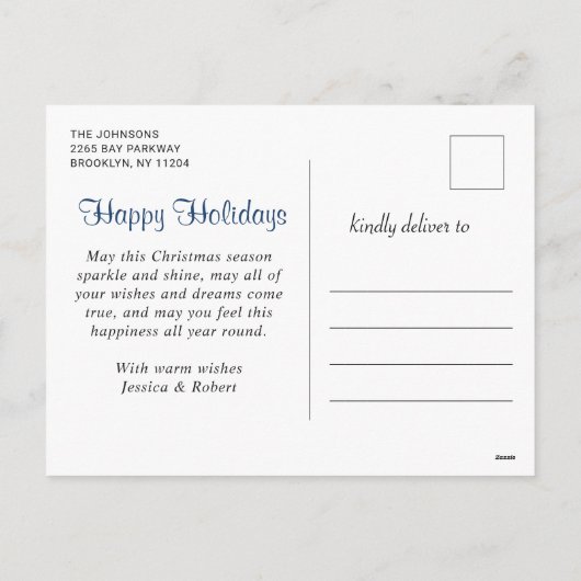 Modern Elegant Snowflake-kerstgroet Feestdagenkaart (Achterkant)