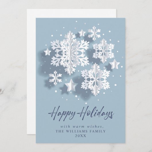 Modern Elegant Snowflake-kerstgroet Feestdagenkaart (Voorkant / Achterkant)