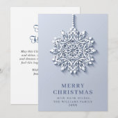 Modern Elegant Snowflake-kerstgroet Feestdagenkaart (Voorkant / Achterkant)