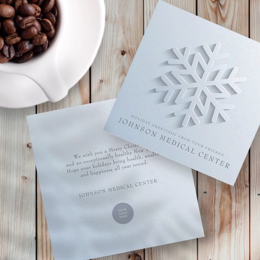 Modern Elegant Snowflake Medical Holiday Greetings Notitiekaartje
