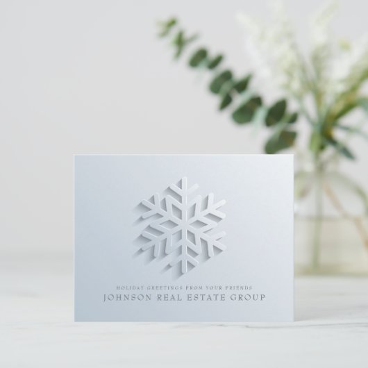 Modern Elegant Snowflake | Vakantiegroet Feestdagenkaart (Staand voorkant)