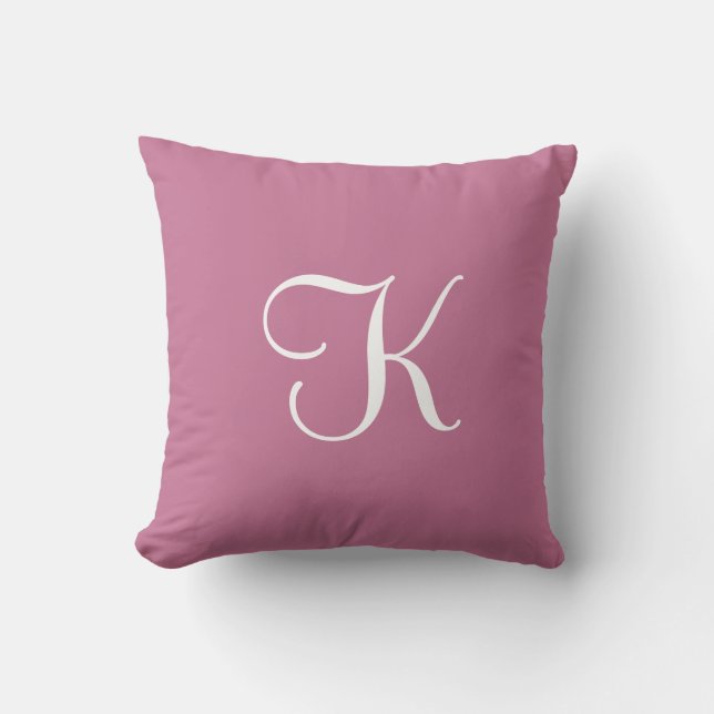 Modern Elegant Solid Mauve Pink Custom Monogram Kussen (Voorkant)