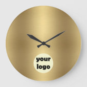 Modern Elegant Solid Metallic Gold Company Logo Grote Klok (Voorkant)