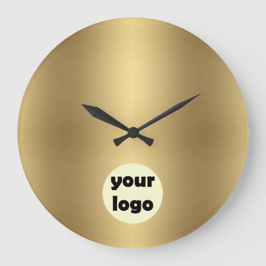 Modern Elegant Solid Metallic Gold Company Logo Grote Klok (Voorkant)