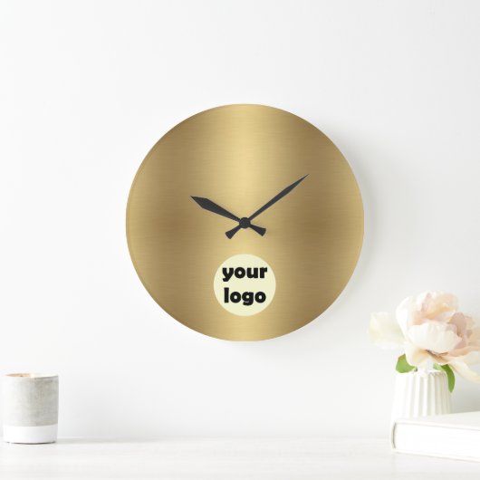 Modern Elegant Solid Metallic Gold Company Logo Grote Klok (Huis)