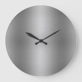 Modern Elegant Solid Metallic Silver Gray Grote Klok (Voorkant)