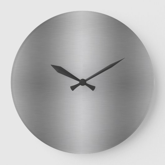 Modern Elegant Solid Metallic Silver Gray Grote Klok (Voorkant)