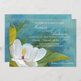 Modern Elegant Southern Magnolia Floral Typografie Kaart