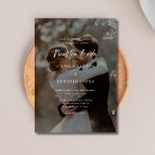 Modern Elegant Spaans Zwart Overlay Foto Bruiloft Kaart