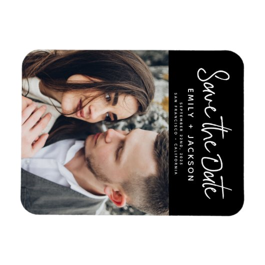 Modern Elegant sparen de Witte Foto van de Datum Magneet (Horizontaal)