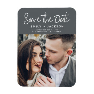 Modern Elegant sparen de Witte Foto van de Datum Magneet