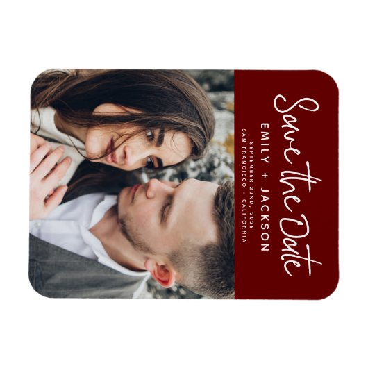 Modern Elegant sparen de Witte Foto van de Datum Magneet (Horizontaal)