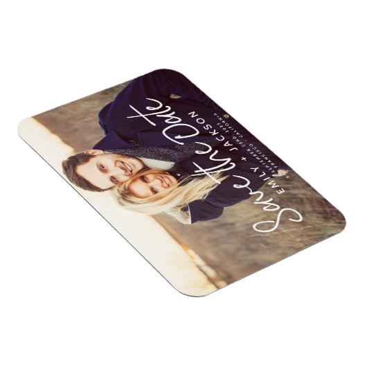 Modern Elegant sparen de Witte Foto van de Datum Magneet (Rechterzijde)