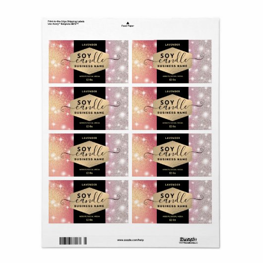 Modern elegant sparkle script kaarle label (Full Sheet)