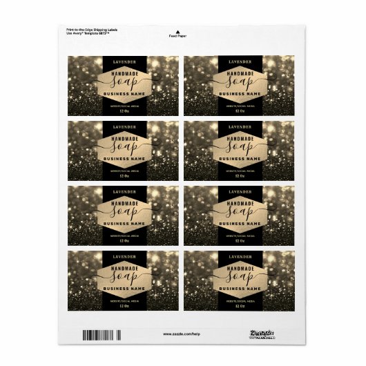 Modern elegant sparkle script zeap label (Full Sheet)