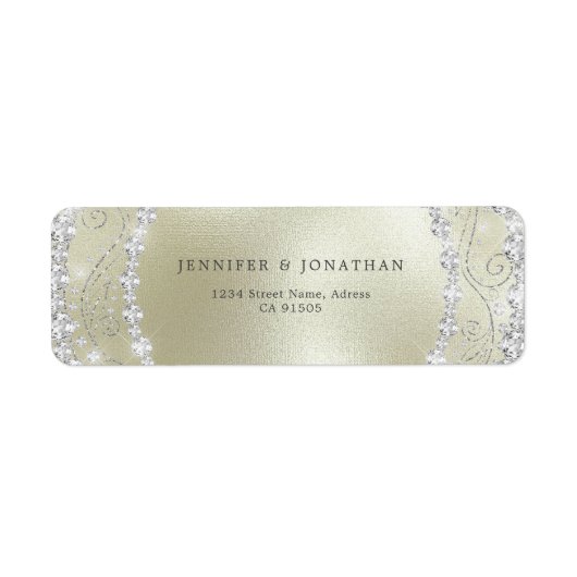 Modern Elegant Sparkly Diamond Chic Gold Etiket (Voorkant)