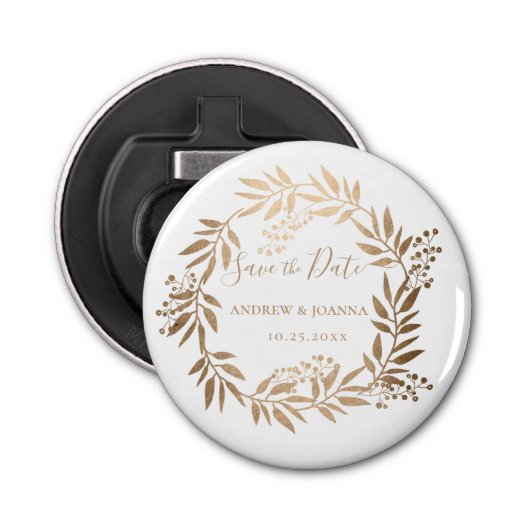 Modern Elegant, speciaal aangepast Gold Monogram Button Flesopener (Voorkant)