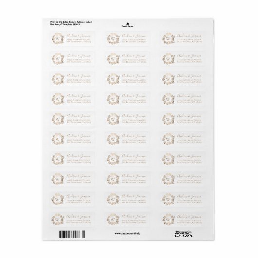 Modern Elegant, speciaal aangepast Gold Monogram Etiket (Full Sheet)