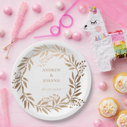 Modern Elegant, speciaal aangepast Gold Monogram Papieren Bordje (Feest)