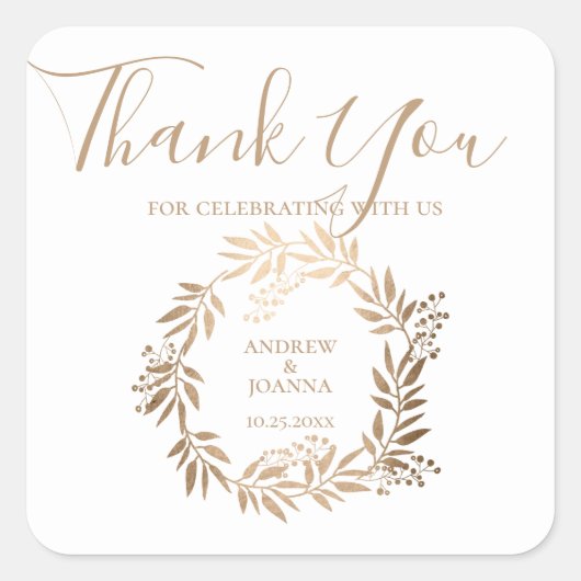 Modern Elegant, speciaal aangepast Gold Monogram Vierkante Sticker (Voorkant)