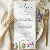 Modern Elegant Spring Summer Wildflower Wedding Menu