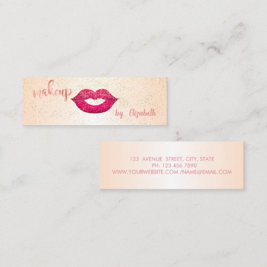 Modern elegant stijlvol, Confetti, lips Mini Visitekaartje (Voorkant / Achterkant)