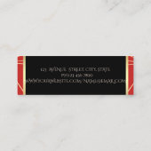 Modern elegant stijlvol geometrisch rood, schaar mini visitekaartje (Achterkant)