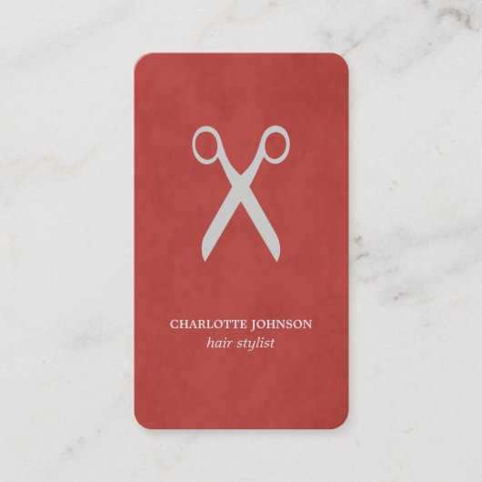 Modern elegant stijlvol getextureerd rood haar sty visitekaartje (Voorkant)