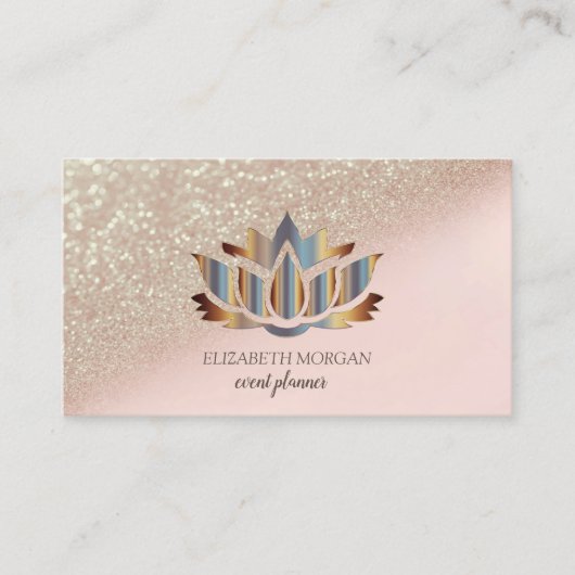 Modern elegant stijlvol Glitter Bokeh Gold Lotus Visitekaartje (Voorkant)
