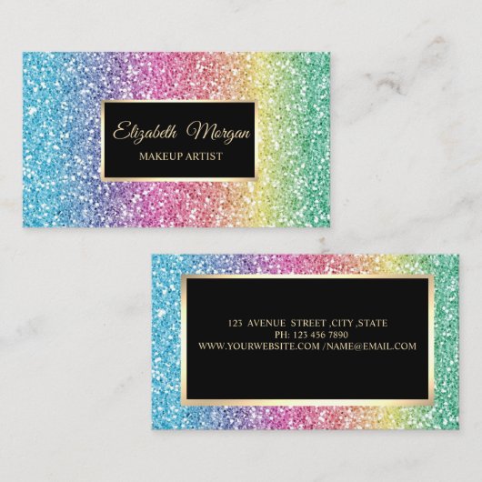 Modern elegant stijlvol Glitter Ombre Lijst Visitekaartje (Voorkant / Achterkant)