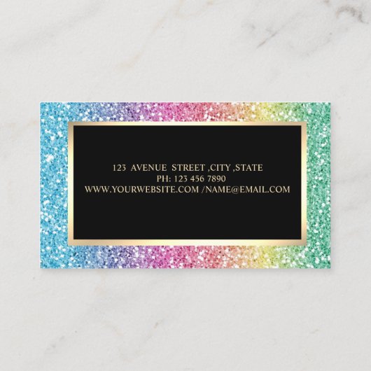 Modern elegant stijlvol Glitter Ombre Lijst Visitekaartje (Achterkant)