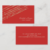 Modern elegant stijlvol, glitter Stripes, rood Visitekaartje (Voorkant / Achterkant)
